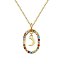  Collar con luna y circuló ovalado con piedras de color
